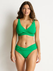 Sea Level Essentials Cross Front Tie Back Bra Top in Kelly Green, view 4, click to see full size