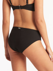 Sea Level Spinnaker Mid Bikini Bottoms in Black, view 2, click to see full size