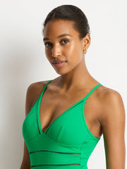 Sea Level Essentials Cross Back Triangle One Piece in Kelly Green, view 4, click to see full size