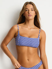 Sea Level Solara Square Neck Bralette in Blue, view 1, click to see full size