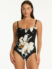 Sea Level La Luna Twist Bandeau One Piece in Black, view 1, click to see full size
