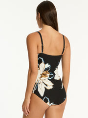 Sea Level La Luna Twist Bandeau One Piece in Black, view 2, click to see full size