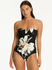Sea Level La Luna Twist Bandeau One Piece in Black, view 5, click to see full size