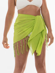 Pia Rossini San Remo Beaded Sarong In Lime, view 1, click to see full size