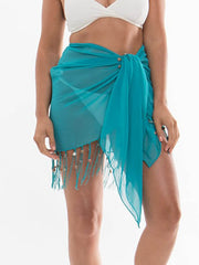 Pia Rossini San Remo Beaded Sarong In Sea Green, view 2, click to see full size