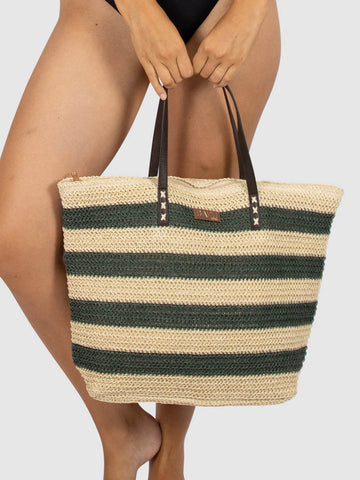 Baku Striped Bag In Olive/Beige