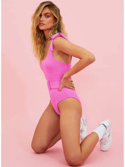 Beach Riot Sydney One Piece in Petal Pink Scrunch, view 4, click to see full size
