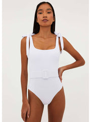 Beach Riot Sydney Belted One Piece in White, view 1, click to see full size