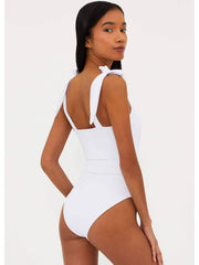 Beach Riot Sydney Belted One Piece in White, view 2, click to see full size