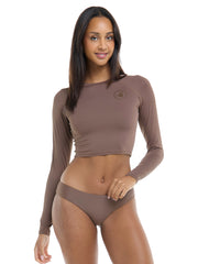 Let It Be Rashguard in Latte - Sandpipers, view 1, click to see full size
