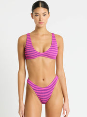 Bond-eye Lurex Sign Brief in Cerise Stripe, view 4, click to see full size