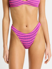Bond-eye Lurex Sign Brief in Cerise Stripe, view 1, click to see full size