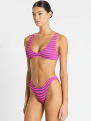 Bond-eye Lurex Sign Brief in Cerise Stripe, view 3, click to see full size