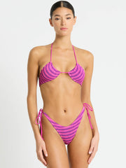 Bond-eye Lurex Sofie Triangle in Cerise Stripe, view 5, click to see full size