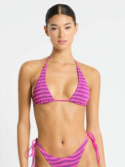 Bond-eye Lurex Sofie Triangle in Cerise Stripe, view 1, click to see full size