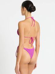 Bond-eye Lurex Sofie Triangle in Cerise Stripe, view 2, click to see full size