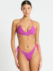 Bond-eye Lurex Sofie Triangle in Cerise Stripe, view 4, click to see full size
