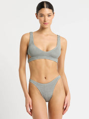 Bond-eye Nino Crop Top In Chrome Shimmer, view 4, click to see full size