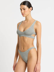Bond-eye Nino Crop Top In Chrome Shimmer, view 3, click to see full size