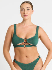 Bond-eye Ring Sasha Crop Top in Bottle Green, view 1, click to see full size