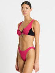Bond-eye Splice Scout Crop Top in Raspberry/Black, view 3, click to see full size