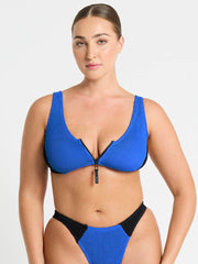 Bond-eye Splice Scout Crop Top in Cobalt/Black, view 1, click to see full size