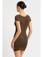 Bond-eye Jerrie Dress In Cocoa Lurex, view 2, click to see full size