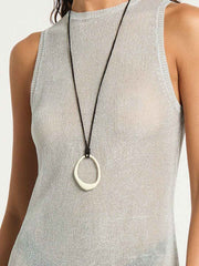 Asher Mini Dress in Silver Knit, view 4, click to see full size