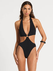 Bond-eye Celeste One Piece in Black Shimmer, view 1, click to see full size