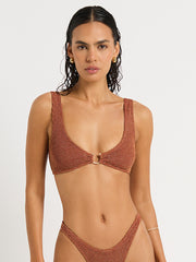 Bond-eye Maven Crop in Ginger Lurex, view 1, click to see full size