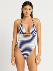 Bond-eye Beaded Fowler One Piece in Navy/White, view 1, click to see full size