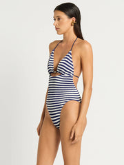 Bond-eye Beaded Fowler One Piece in Navy/White, view 3, click to see full size