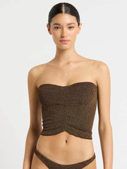 Bond-eye Dara Top/Skirt In Cocoa Lurex, view 1, click to see full size
