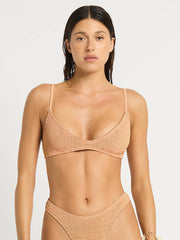 Bond-eye Edwards Crop Top in Seashell Lurex, view 1, click to see full size