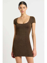 Bond-eye Jerrie Dress In Cocoa Lurex, view 1, click to see full size