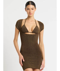 Bond-eye Jerrie Dress In Cocoa Lurex, view 5, click to see full size