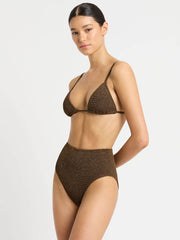 Bond-eye Luana Triangle In Cocoa Lurex, view 3, click to see full size