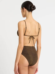 Bond-eye Luana Triangle In Cocoa Lurex, view 2, click to see full size