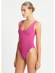 Bond-eye Mara One Piece In Fuchsia Shimmer, view 3, click to see full size
