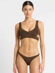 Bond-eye Lurex Nino Crop Top In Cocoa Lurex, view 4, click to see full size