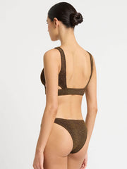 Bond-eye Lurex Nino Crop Top In Cocoa Lurex, view 2, click to see full size