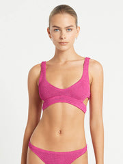Bond-eye Nino Crop Top In Fuchsia Shimmer, view 1, click to see full size