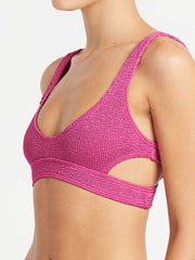 Bond-eye Nino Crop Top In Fuchsia Shimmer, view 4, click to see full size