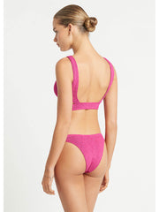 Bond-eye Nino Crop Top In Fuchsia Shimmer, view 2, click to see full size