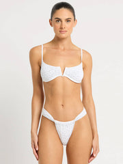 Bond-eye Nora Balconette in White Leopard, view 4, click to see full size