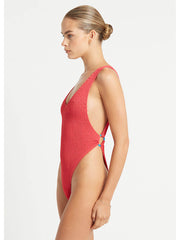 Bond-eye Ring Alicia One Piece In Guava, view 3, click to see full size