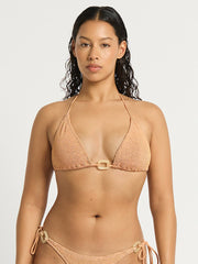 Bond-eye Ring Ingrid Triangle in Seashell Lurex, view 1, click to see full size