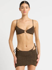 Bond-eye Dara Top/Skirt In Cocoa Lurex, view 5, click to see full size