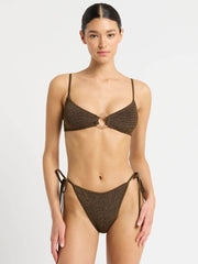 Bond-eye Ring Lissio Crop Top In Cocoa Lurex, view 4, click to see full size