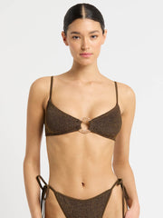 Bond-eye Ring Lissio Crop Top In Cocoa Lurex, view 1, click to see full size